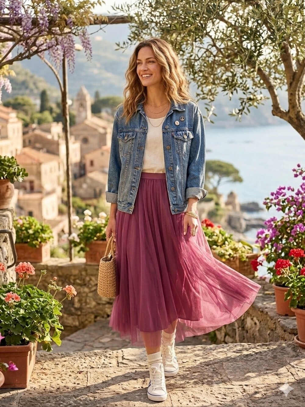 Flowy Tulle Maxi Skirt Peruvian Connection Giselle Masala Pink Size MED NWT - Picture 11 of 11